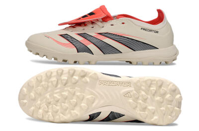 Unisex Adidas Predator Elite Foldover Tongue TF Football Shoes - Beige/Black/Red
