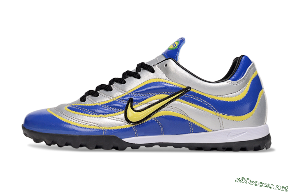 Men's Nike Mercurial R9 TF Football Shoes - Silver/Blue/Yellow 0