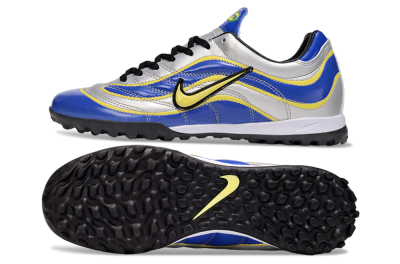 Men's Nike Mercurial R9 TF Football Shoes - Silver/Blue/Yellow