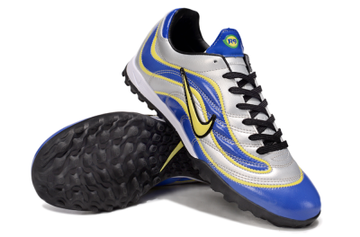 Men's Nike Mercurial R9 TF Football Shoes - Silver/Blue/Yellow