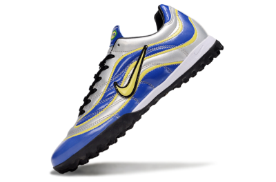 Men's Nike Mercurial R9 TF Football Shoes - Silver/Blue/Yellow