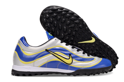 Men's Nike Mercurial R9 TF Football Shoes - Silver/Blue/Yellow