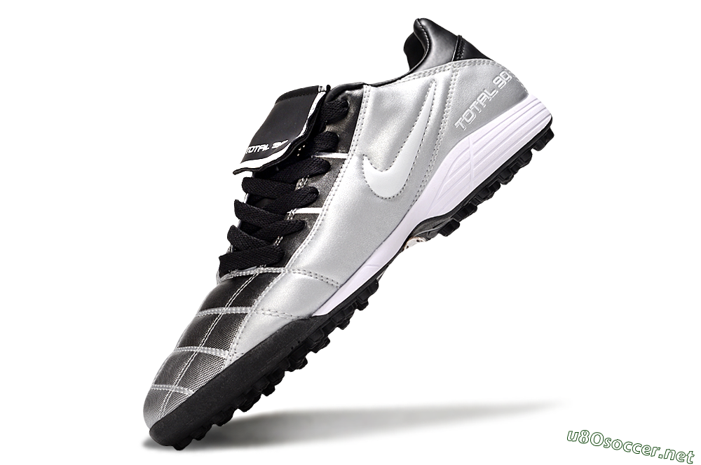Men's Nike Total 90 III TF Football Shoes - Silver/White/Black 6