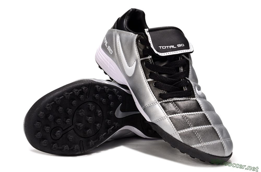 Men's Nike Total 90 III TF Football Shoes - Silver/White/Black 4