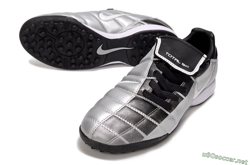 Men's Nike Total 90 III TF Football Shoes - Silver/White/Black 3