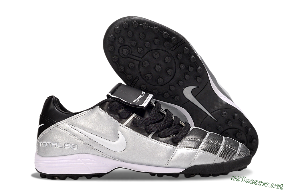 Men's Nike Total 90 III TF Football Shoes - Silver/White/Black 2