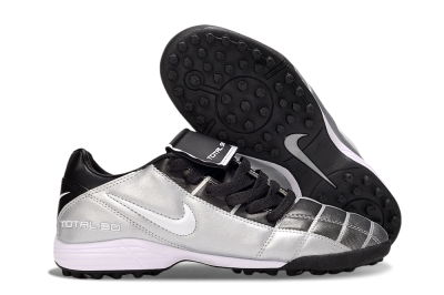 Men's Nike Total 90 III TF Football Shoes - Silver/White/Black