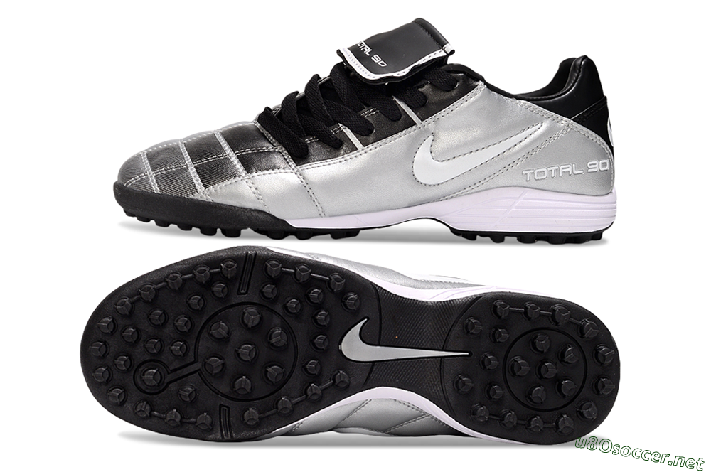Men's Nike Total 90 III TF Football Shoes - Silver/White/Black 1
