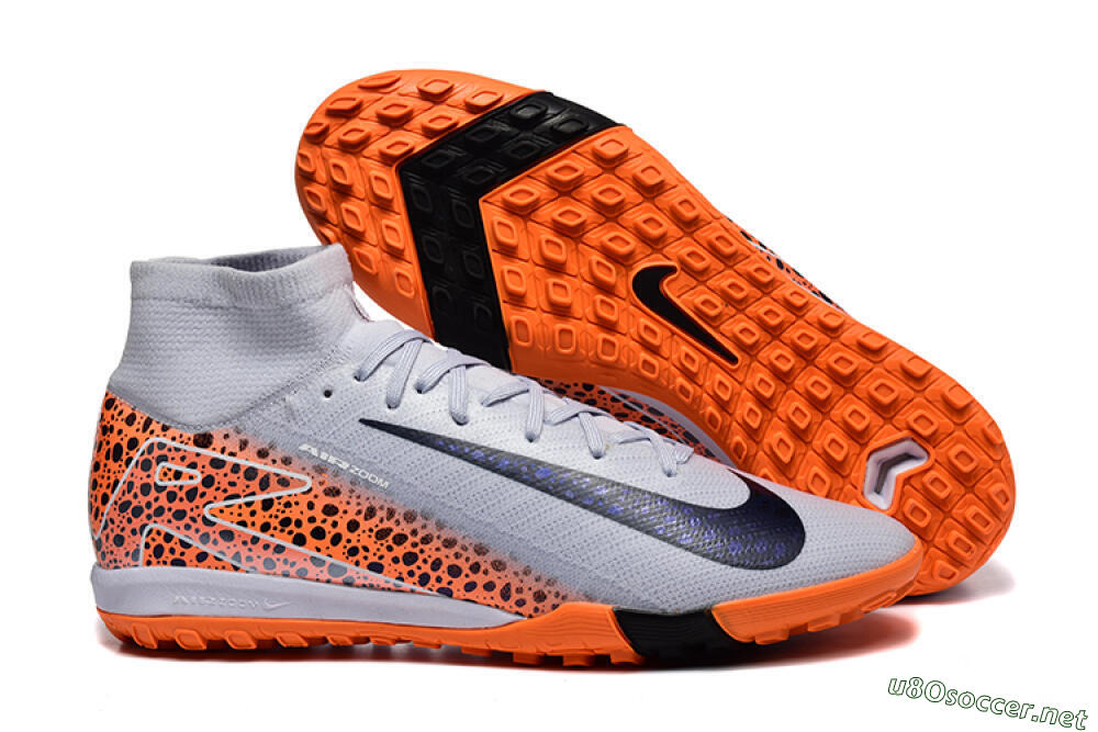 Men's Nike Air Zoom Mercurial Superfly 10 Elite TF Football Shoes - Grey/Black/Leopard 2
