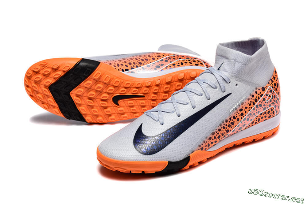 Men's Nike Air Zoom Mercurial Superfly 10 Elite TF Football Shoes - Grey/Black/Leopard 3