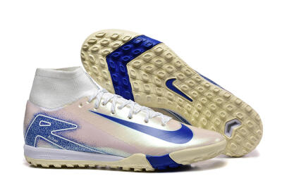 Men's Nike Air Zoom Mercurial Superfly 10 Elite TF Football Shoes - Beige/White/Blue