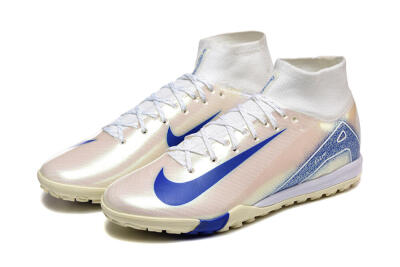 Men's Nike Air Zoom Mercurial Superfly 10 Elite TF Football Shoes - Beige/White/Blue