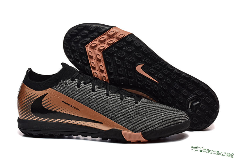 Men's Nike Air Zoom Mercurial Vapor 16 Elite TF Football Shoes - Black/Grey/Gold 2