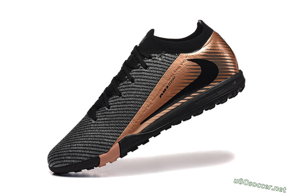 Men's Nike Air Zoom Mercurial Vapor 16 Elite TF Football Shoes - Black/Grey/Gold 8