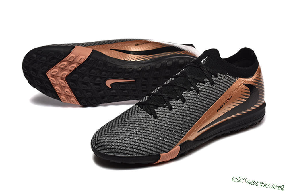 Men's Nike Air Zoom Mercurial Vapor 16 Elite TF Football Shoes - Black/Grey/Gold 3