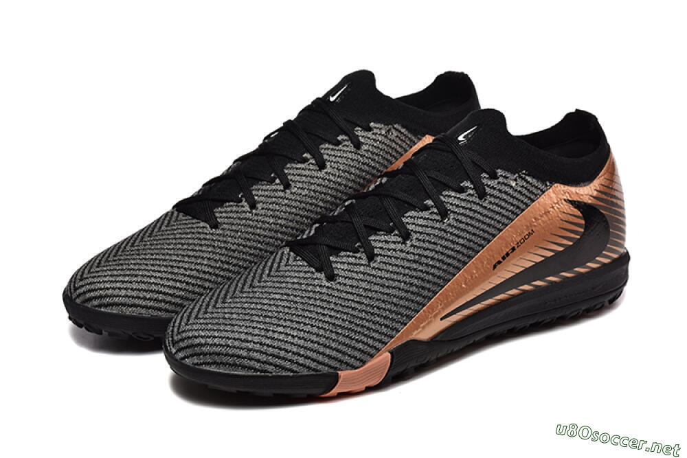 Men's Nike Air Zoom Mercurial Vapor 16 Elite TF Football Shoes - Black/Grey/Gold 5