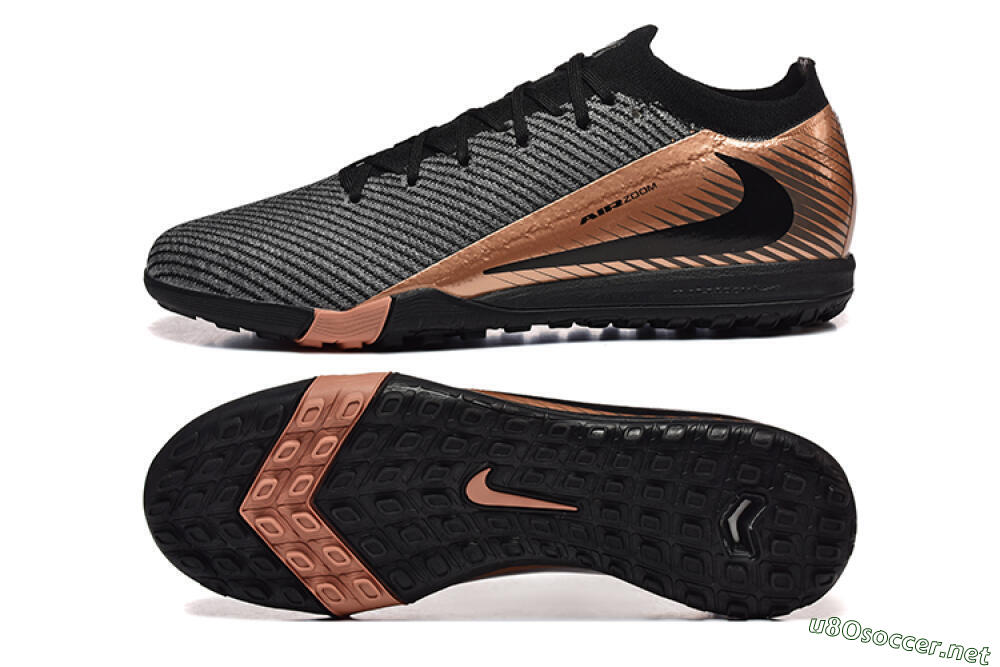Men's Nike Air Zoom Mercurial Vapor 16 Elite TF Football Shoes - Black/Grey/Gold 1