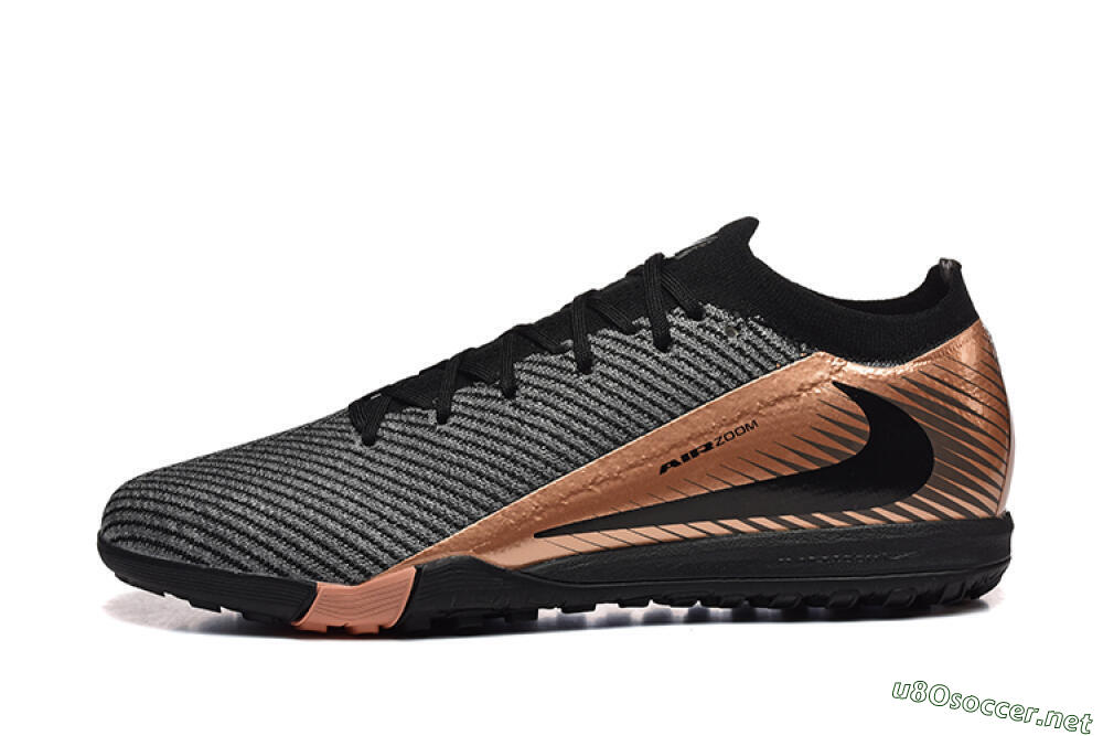 Men's Nike Air Zoom Mercurial Vapor 16 Elite TF Football Shoes - Black/Grey/Gold 0