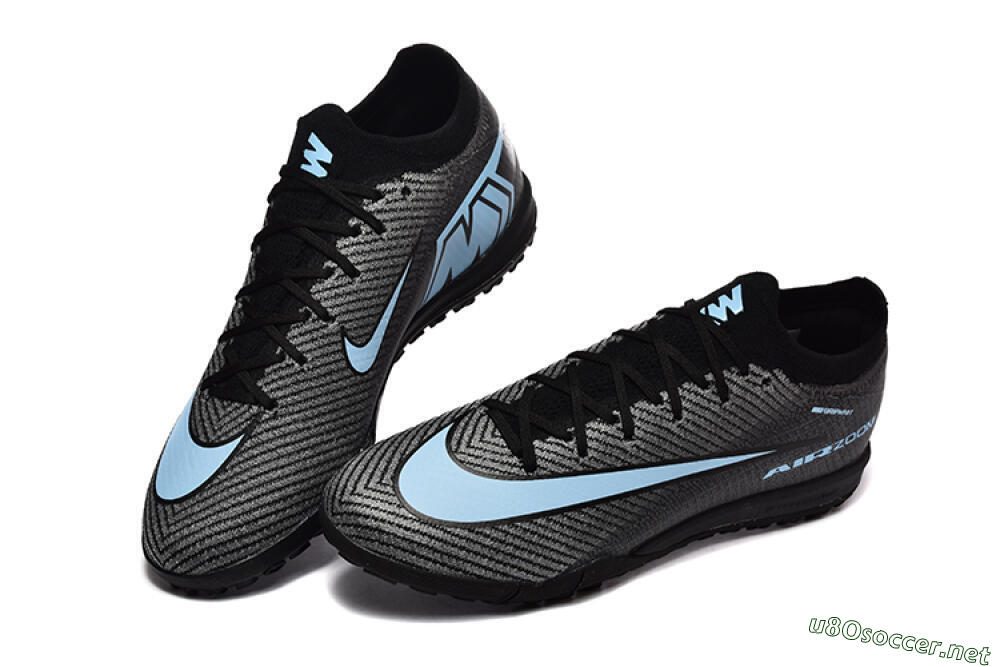 Men's Nike Air Zoom Mercurial Vapor 16 Elite TF Football Shoes - Grey/Black/Blue 6