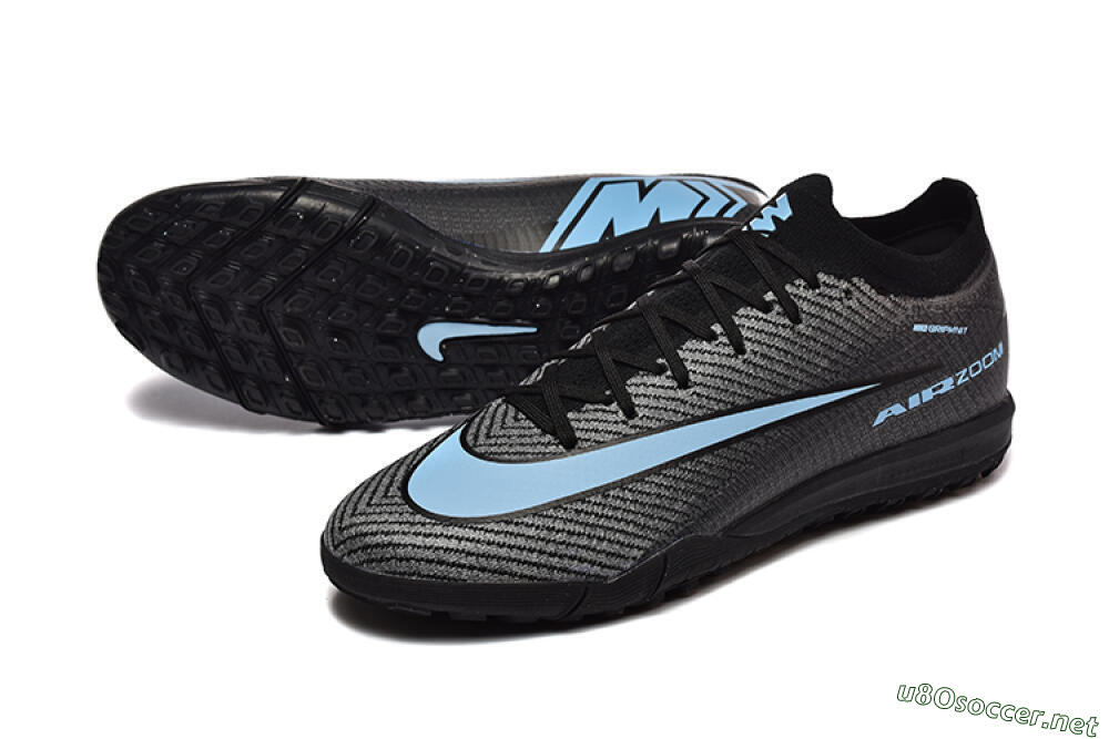 Men's Nike Air Zoom Mercurial Vapor 16 Elite TF Football Shoes - Grey/Black/Blue 3