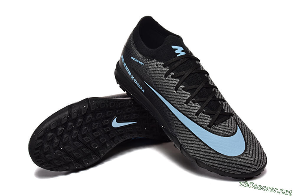 Men's Nike Air Zoom Mercurial Vapor 16 Elite TF Football Shoes - Grey/Black/Blue 4