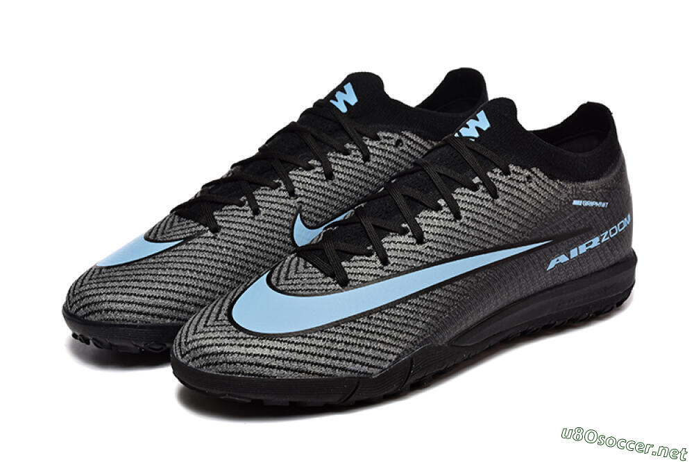 Men's Nike Air Zoom Mercurial Vapor 16 Elite TF Football Shoes - Grey/Black/Blue 5