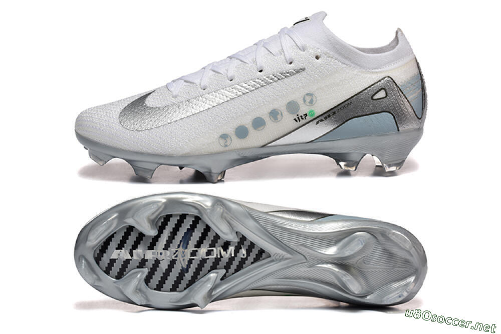 Men's Nike Air Zoom Mercurial Vapor 16 Elite FG Football Boots - White/Silver/Grey 1