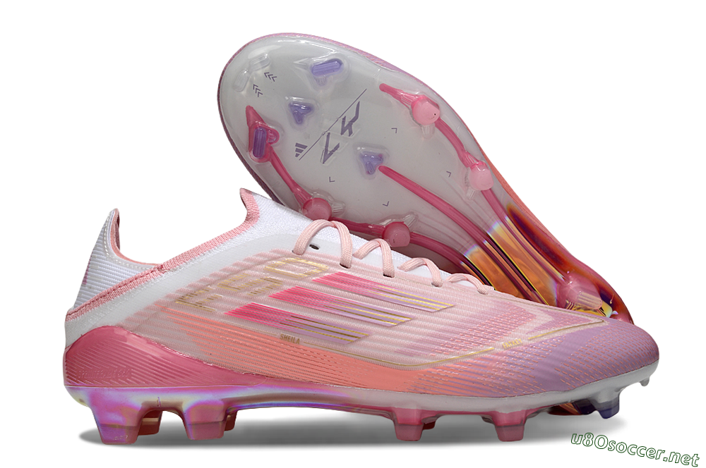Unisex LY x Adidas F50 Elite FG Football Boots - Pink/White/Gold 2