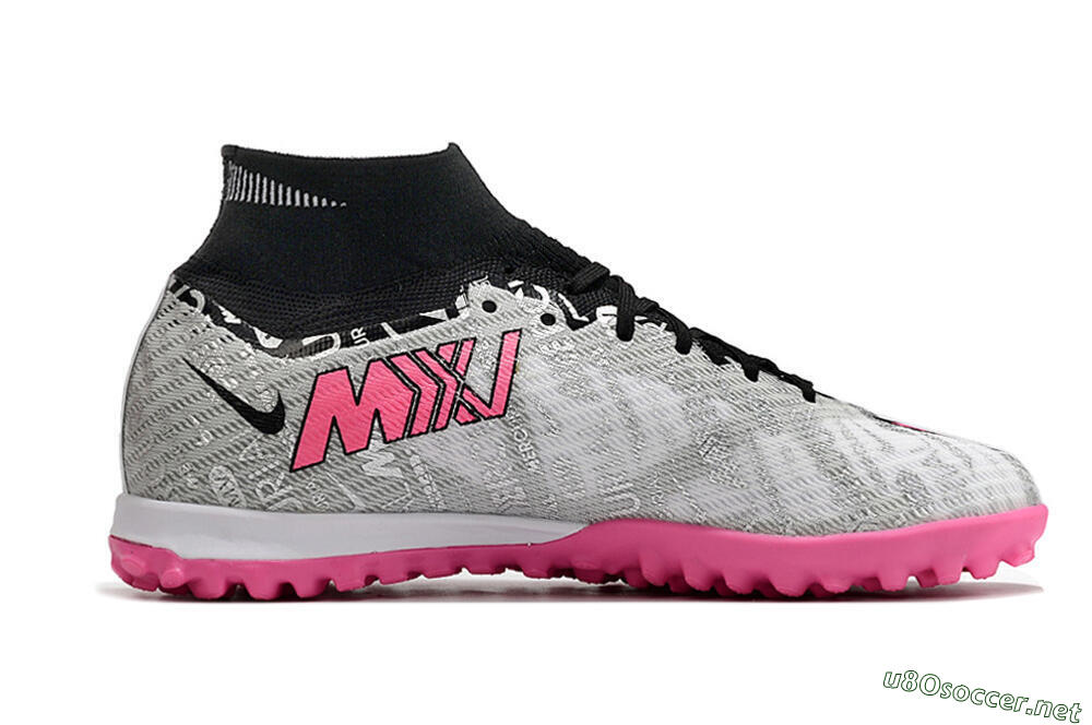 Unisex Nike Air Zoom Mercurial Superfly 9 Elite TF Football Shoes - Silver/Black/Pink 4