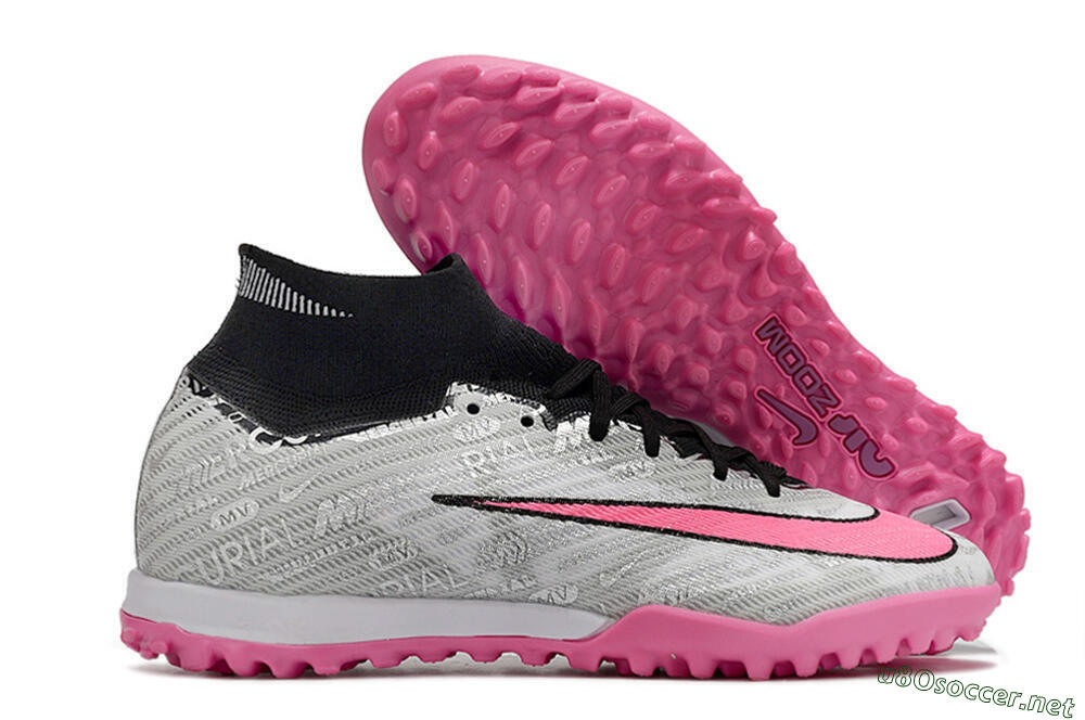 Unisex Nike Air Zoom Mercurial Superfly 9 Elite TF Football Shoes - Silver/Black/Pink 2