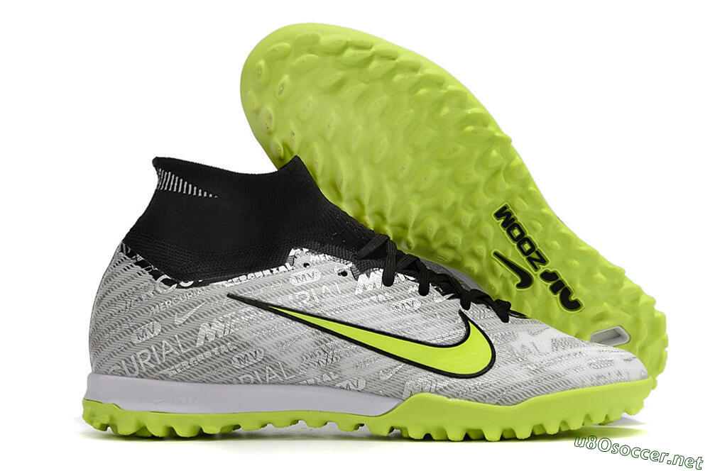 Unisex Nike Air Zoom Mercurial Superfly 9 Elite TF Football Shoes - Silver/Black/Yellow 2