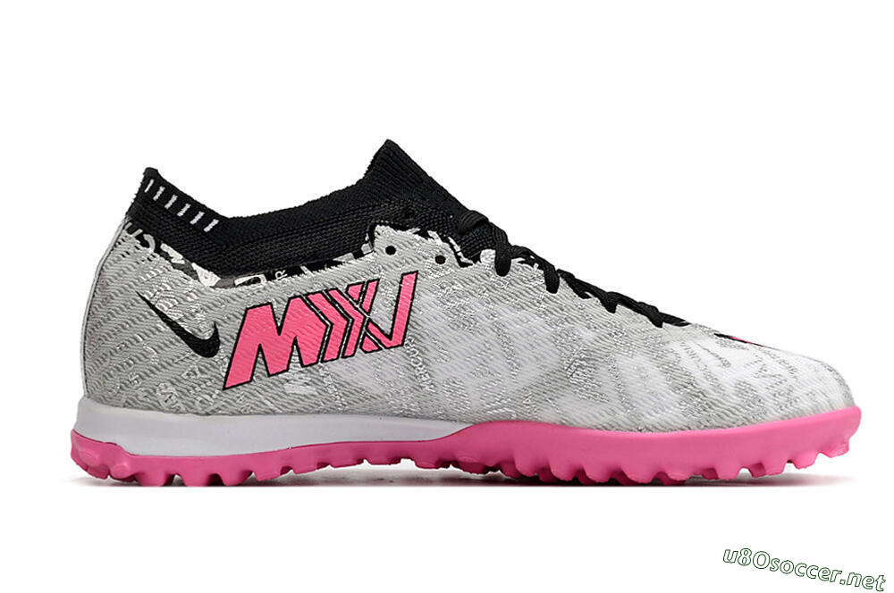 Unisex Nike Air Zoom Mercurial Vapor 15 Elite TF Football Shoes - Silver/Pink/Black 4