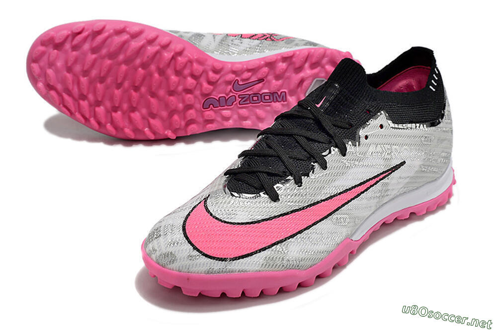 Unisex Nike Air Zoom Mercurial Vapor 15 Elite TF Football Shoes - Silver/Pink/Black 3