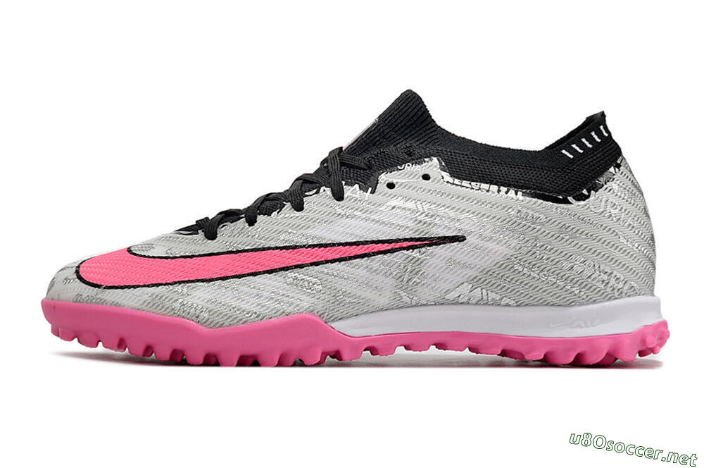 Unisex Nike Air Zoom Mercurial Vapor 15 Elite TF Football Shoes - Silver/Pink/Black 0