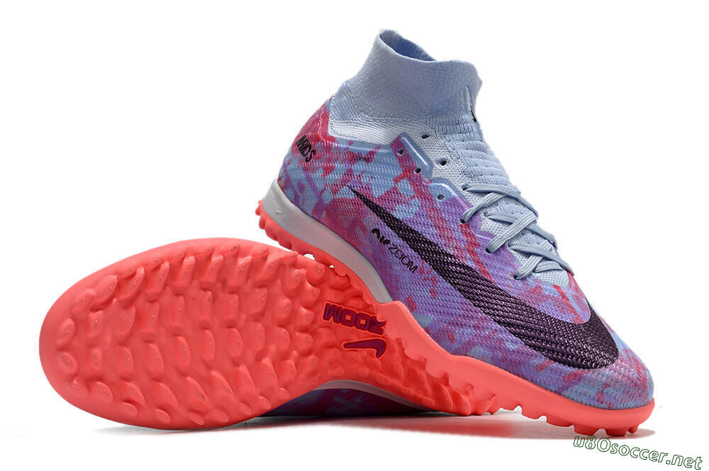 Unisex Nike Air Zoom Mercurial Superfly 9 Elite TF Football Shoes - Jade/Purple/Red 1