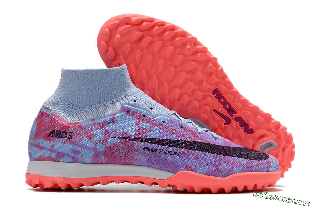 Unisex Nike Air Zoom Mercurial Superfly 9 Elite TF Football Shoes - Jade/Purple/Red 2