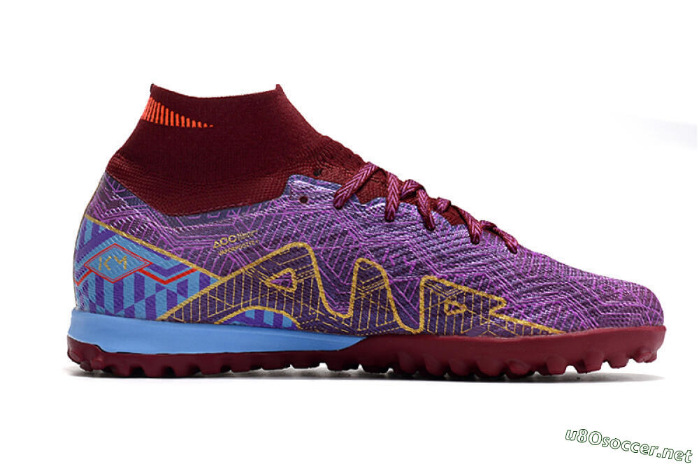 Unisex Nike Air Zoom Mercurial Superfly 9 Elite TF Football Shoes - Purple/Black/Gold 4