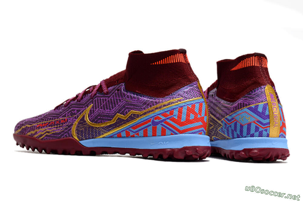 Unisex Nike Air Zoom Mercurial Superfly 9 Elite TF Football Shoes - Purple/Black/Gold 5