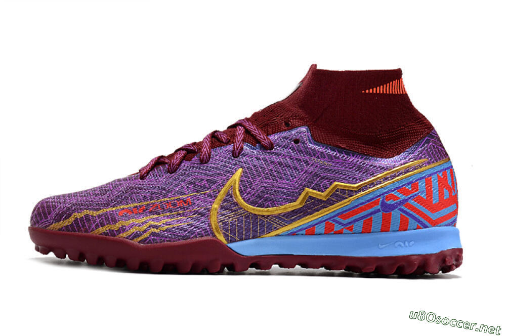 Unisex Nike Air Zoom Mercurial Superfly 9 Elite TF Football Shoes - Purple/Black/Gold 0
