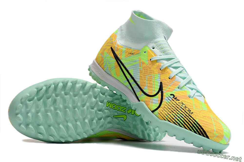 Unisex Nike Air Zoom Mercurial Superfly 9 Elite TF Football Shoes - Jade/Yellow/Black 1