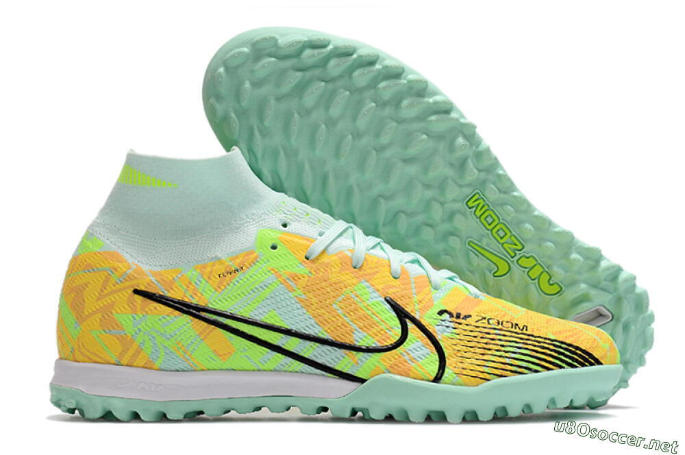 Unisex Nike Air Zoom Mercurial Superfly 9 Elite TF Football Shoes - Jade/Yellow/Black 2