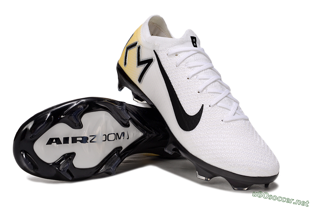 Unisex KM x Nike Air Zoom Mercurial Vapor 16 Elite FG Football Boots - White/Black/Yellow 3