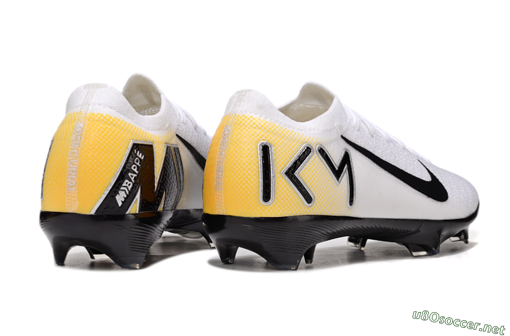 Unisex KM x Nike Air Zoom Mercurial Vapor 16 Elite FG Football Boots - White/Black/Yellow 6