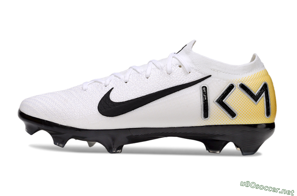 Unisex KM x Nike Air Zoom Mercurial Vapor 16 Elite FG Football Boots - White/Black/Yellow 0
