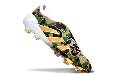 Men's Adidas Predator 25 Elite Laceless FG Football Boots - Camo/White/Gold