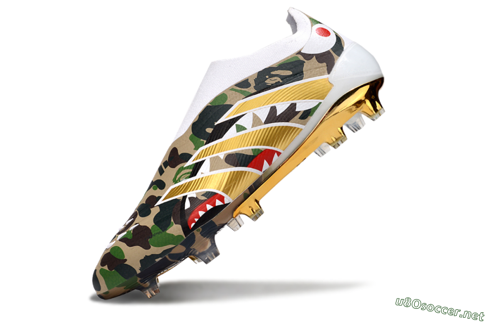 Men's Adidas Predator 25 Elite Laceless FG Football Boots - Camo/White/Gold 5