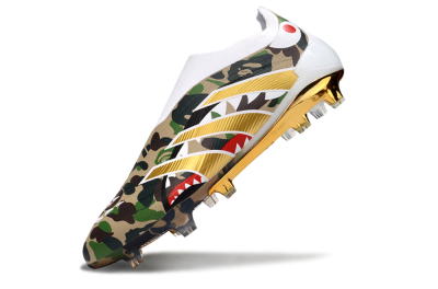 Men's Adidas Predator 25 Elite Laceless FG Football Boots - Camo/White/Gold