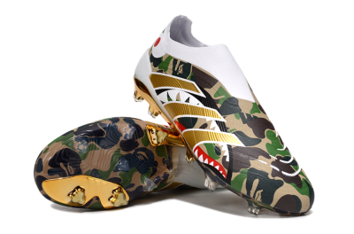 Men's Adidas Predator 25 Elite Laceless FG Football Boots - Camo/White/Gold