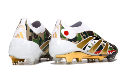 Men's Adidas Predator 25 Elite Laceless FG Football Boots - Camo/White/Gold