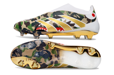 Men's Adidas Predator 25 Elite Laceless FG Football Boots - Camo/White/Gold